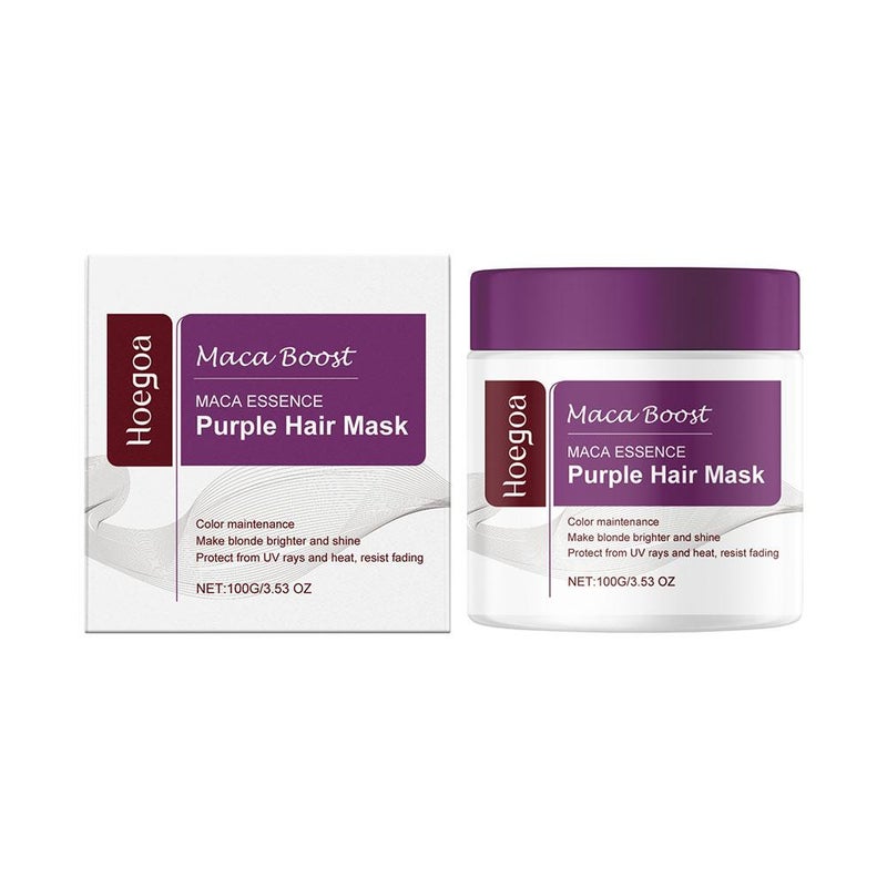 Hoegoa Nourishing Purple Hair Mask - Long-lasting, colorfast, moisturizing, improves dry, frizzy, dull, and lackluster hair. 100g HG-B01-0077-01